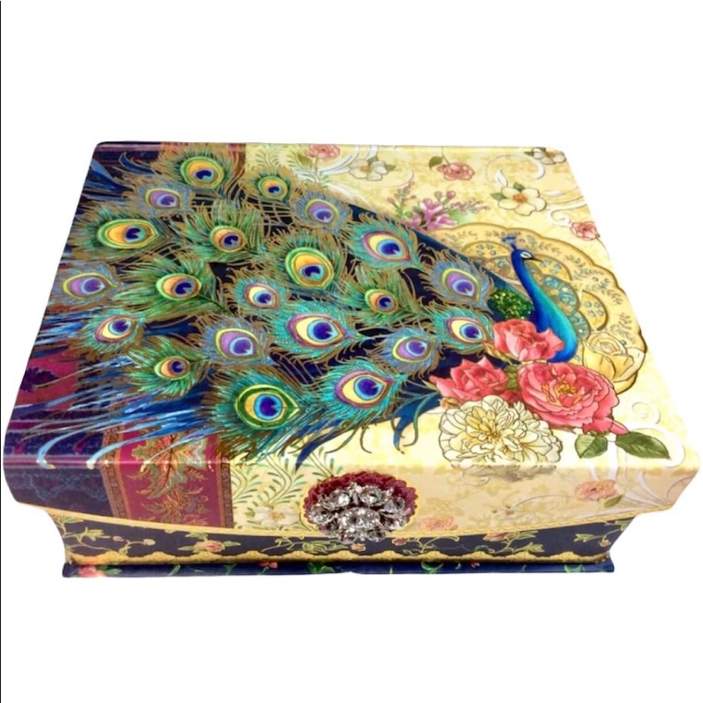 Punch Studio Blue Peacock Brooch Embellished Trinket Nesting Box (60583)
